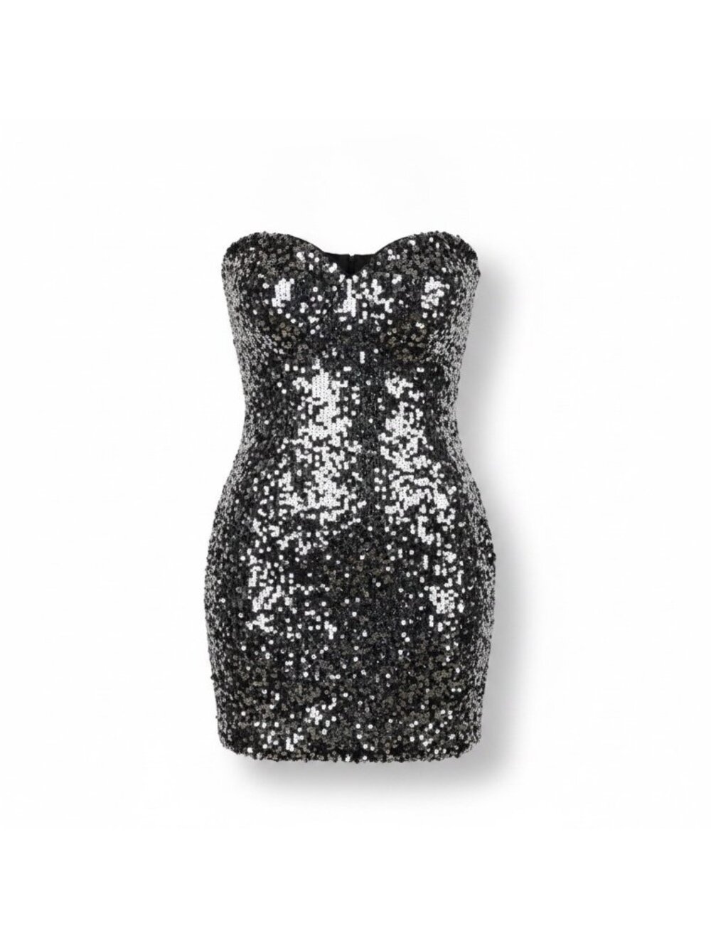 As U Wish Womens Black Sequin Strapless Mini Dress Size M